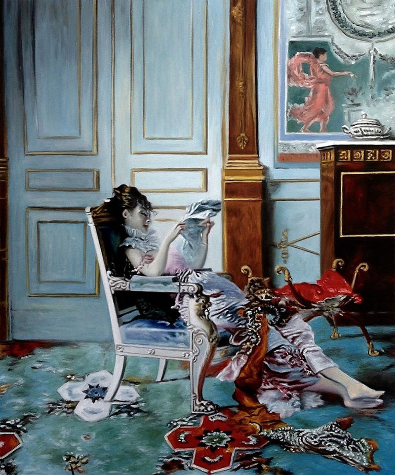 Junge Frau liest in einem Salon - Giovanni Boldini