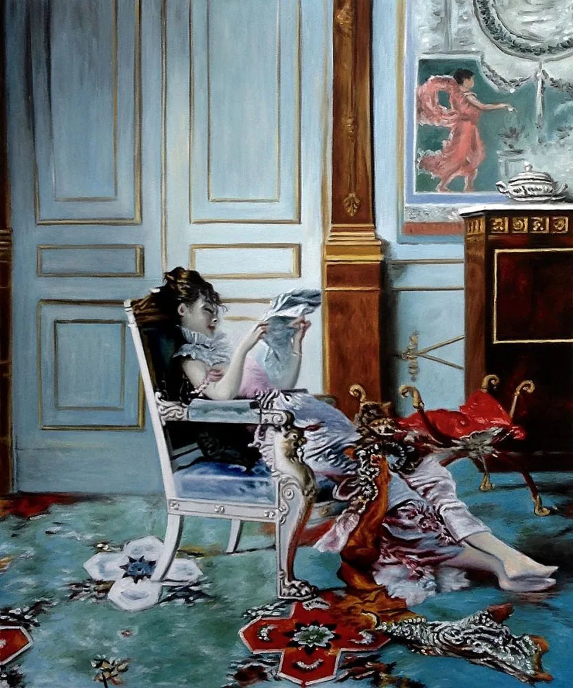 Junge Frau liest in einem Salon - Giovanni Boldini