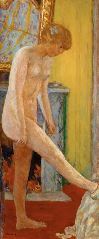 Jeune fille nue devant la cheminée - Pierre Bonnard image 1 tableau peint à l’huile sur toile