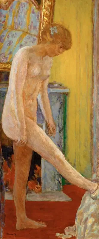 Junges nacktes Mädchen vor dem Kamin - Pierre Bonnard