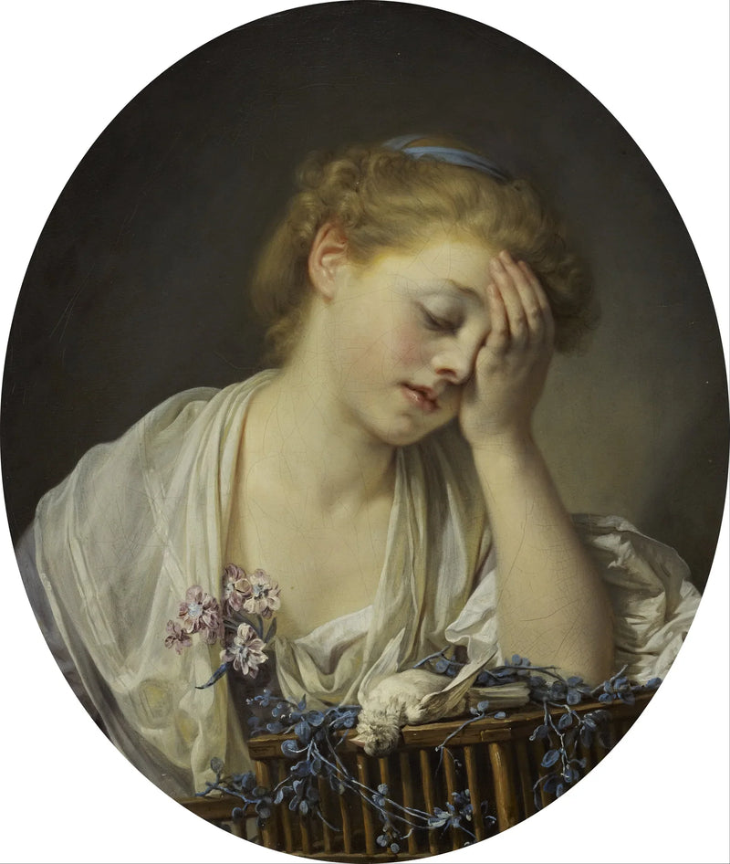 Junge Mädchen, das weint, weil ihr toter Vogel - Jean-Baptiste Greuze