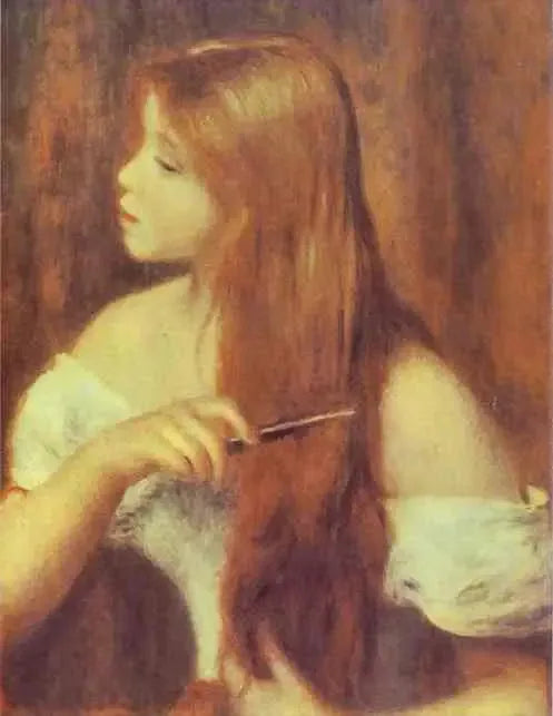 Mädchen, das sich die Haare frisiert - Pierre-Auguste Renoir