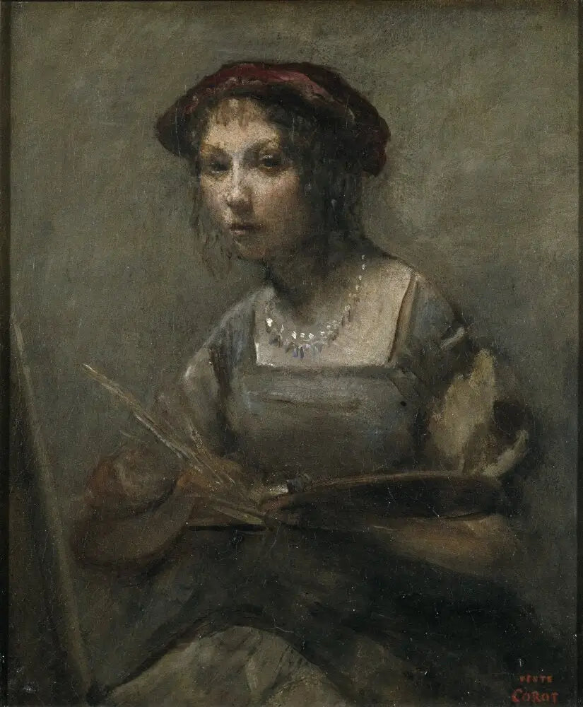 Junge Mädchen hält eine Palette - Jean-Baptiste Camille Corot