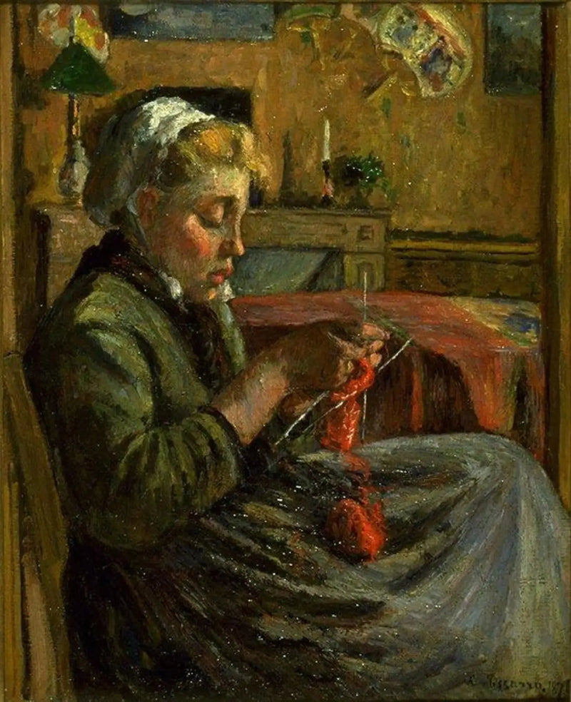 Junges Mädchen beim Stricken - Camille Pissarro