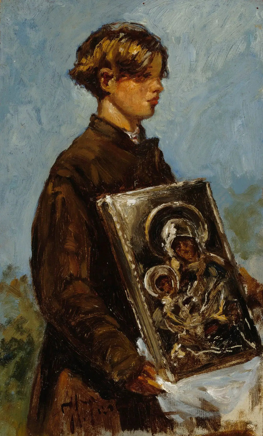 Junge Junge tragende eine Ikone, Skizze - Ilya Repin