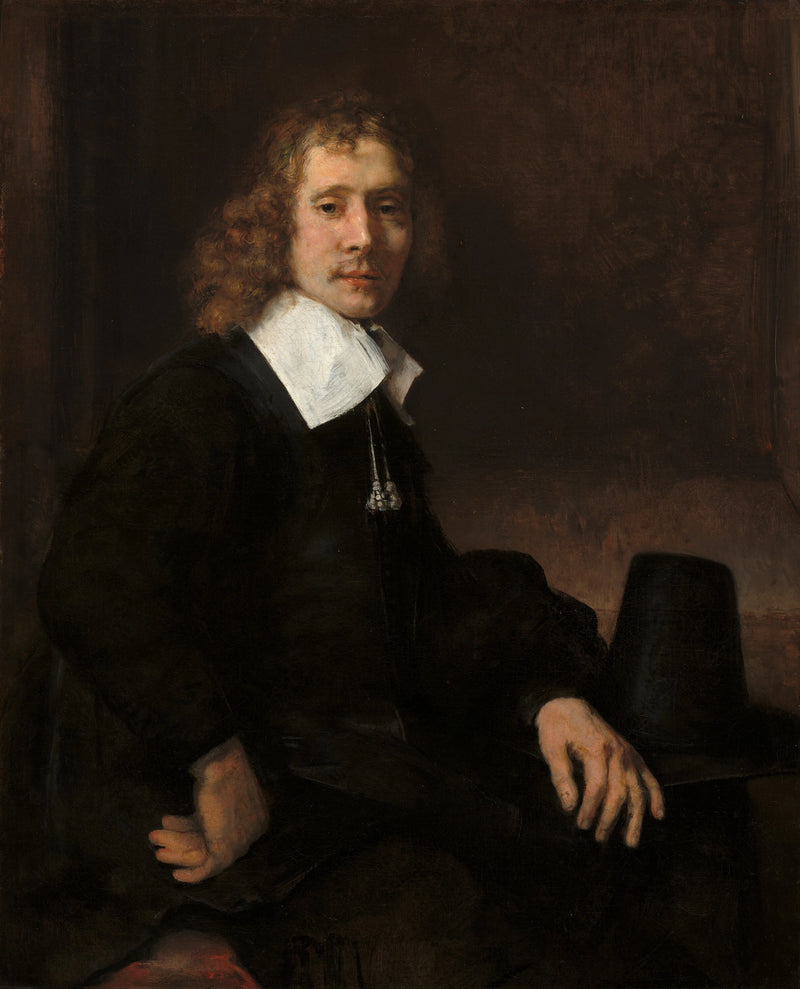 Ein junger Mann sitzt an einem Tisch (vielleicht Govaert Flinck) - Rembrandt