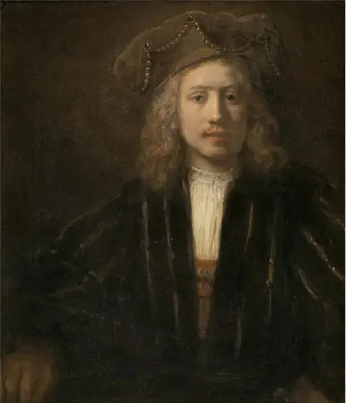 Junger Mann mit einer mit Perlen verzierten Mütze - Rembrandt