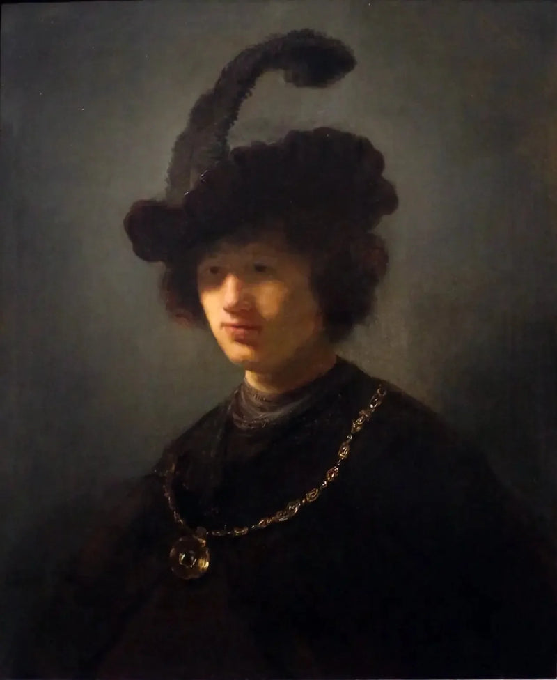 Junger Mann mit Federhut - Rembrandt