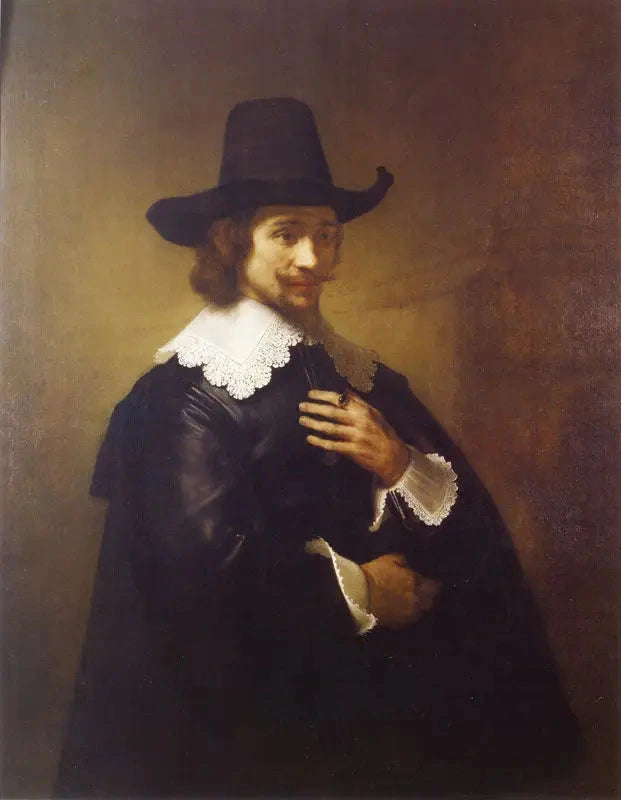 Porträt eines jungen Mannes mit breitrandigem Hut - Rembrandt