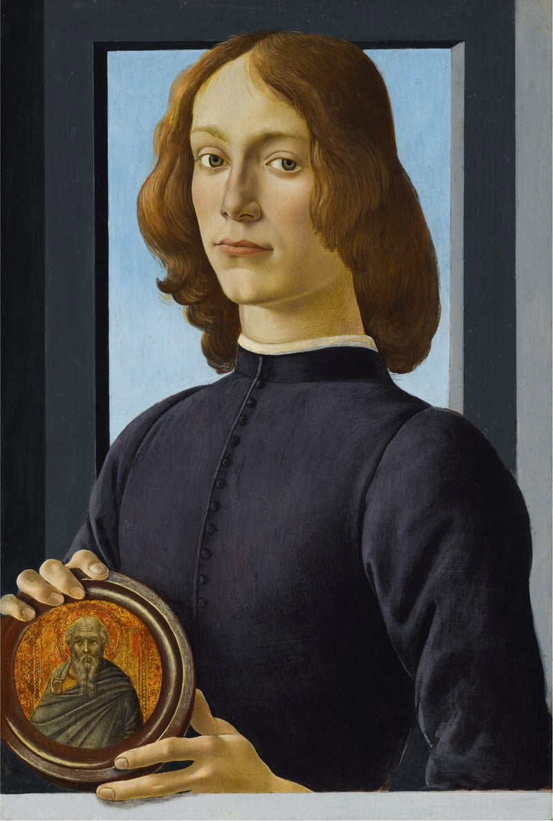 Porträt eines jungen Mannes mit einem Medaillon - Sandro Botticelli