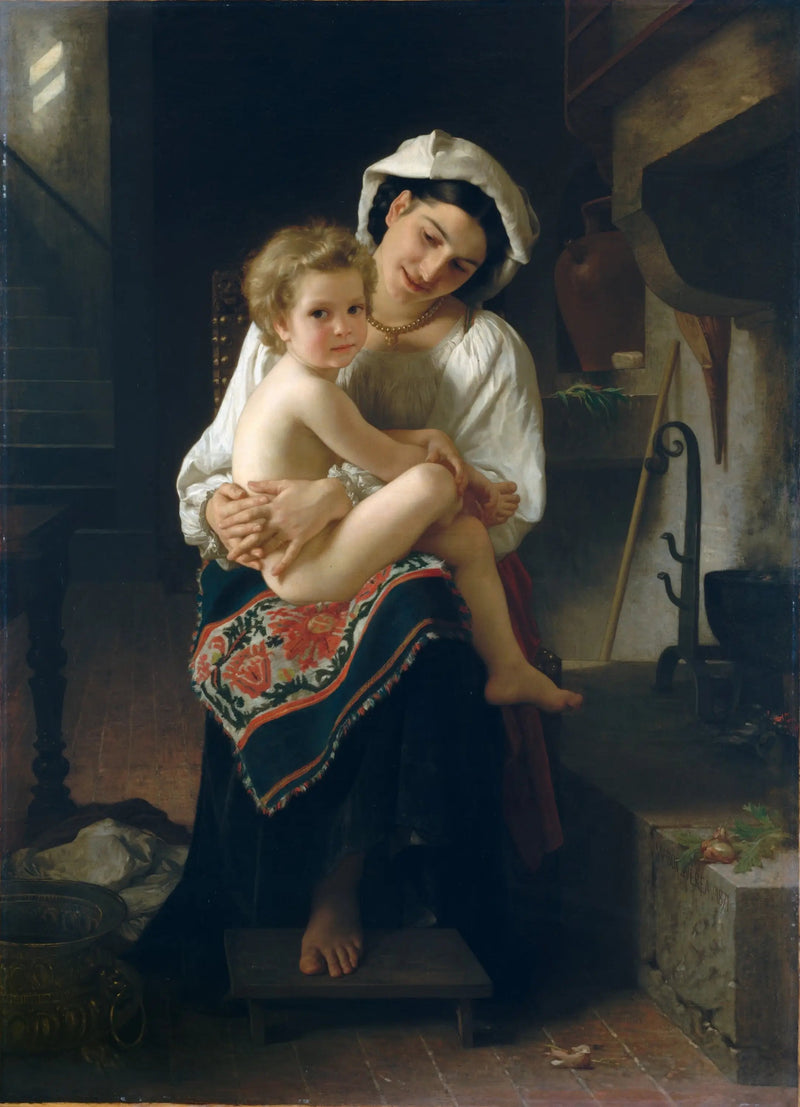 Junge Mutter, die ihr Kind betrachtet - Bouguereau
