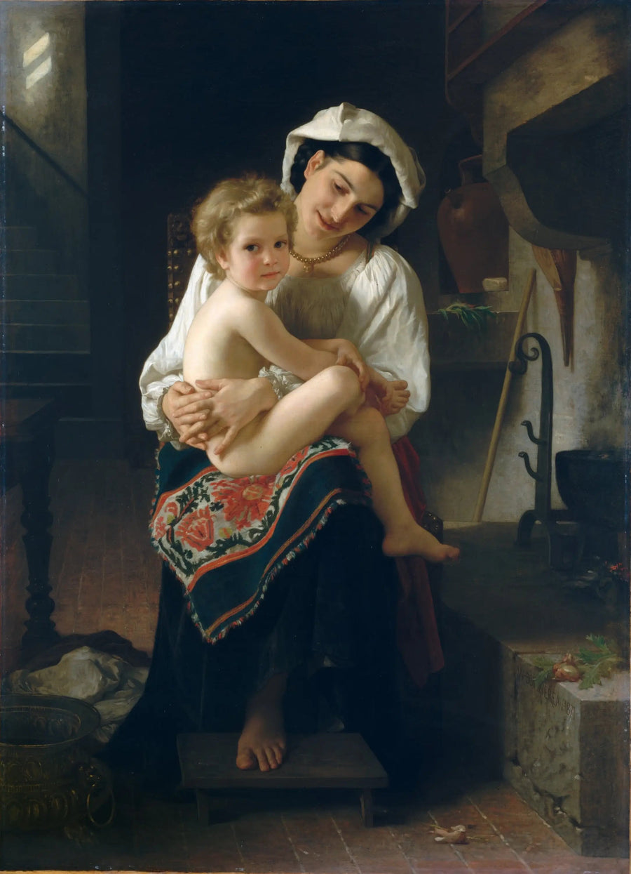 Junge Mutter, die ihr Kind betrachtet - Bouguereau