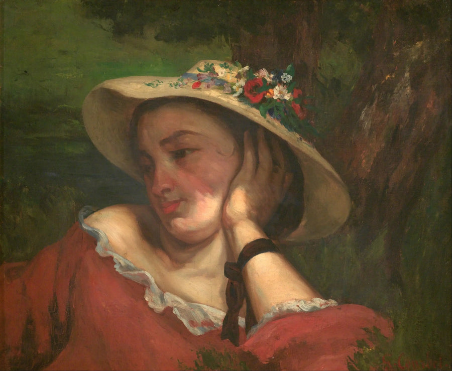 Junge Damen am Ufer der Seine – Fragment eines Gemäldes (Frau mit Blumen auf ihrem Hut) - Gustave Courbet