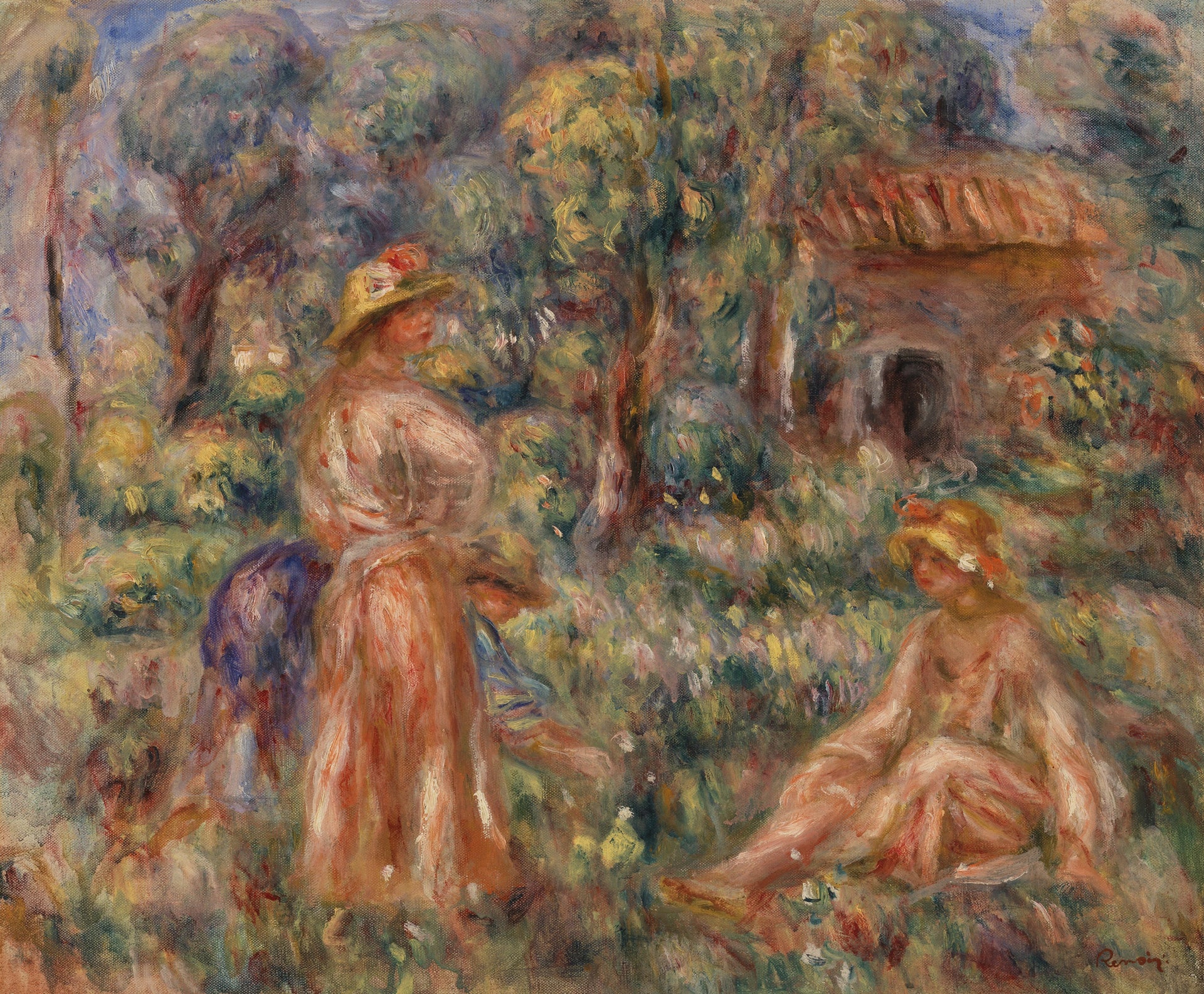 Jeunes filles dans un paysage de Renoir, vers 1918, Barnes Foundation BF931 – reproduction peinture à l’huile sur toile