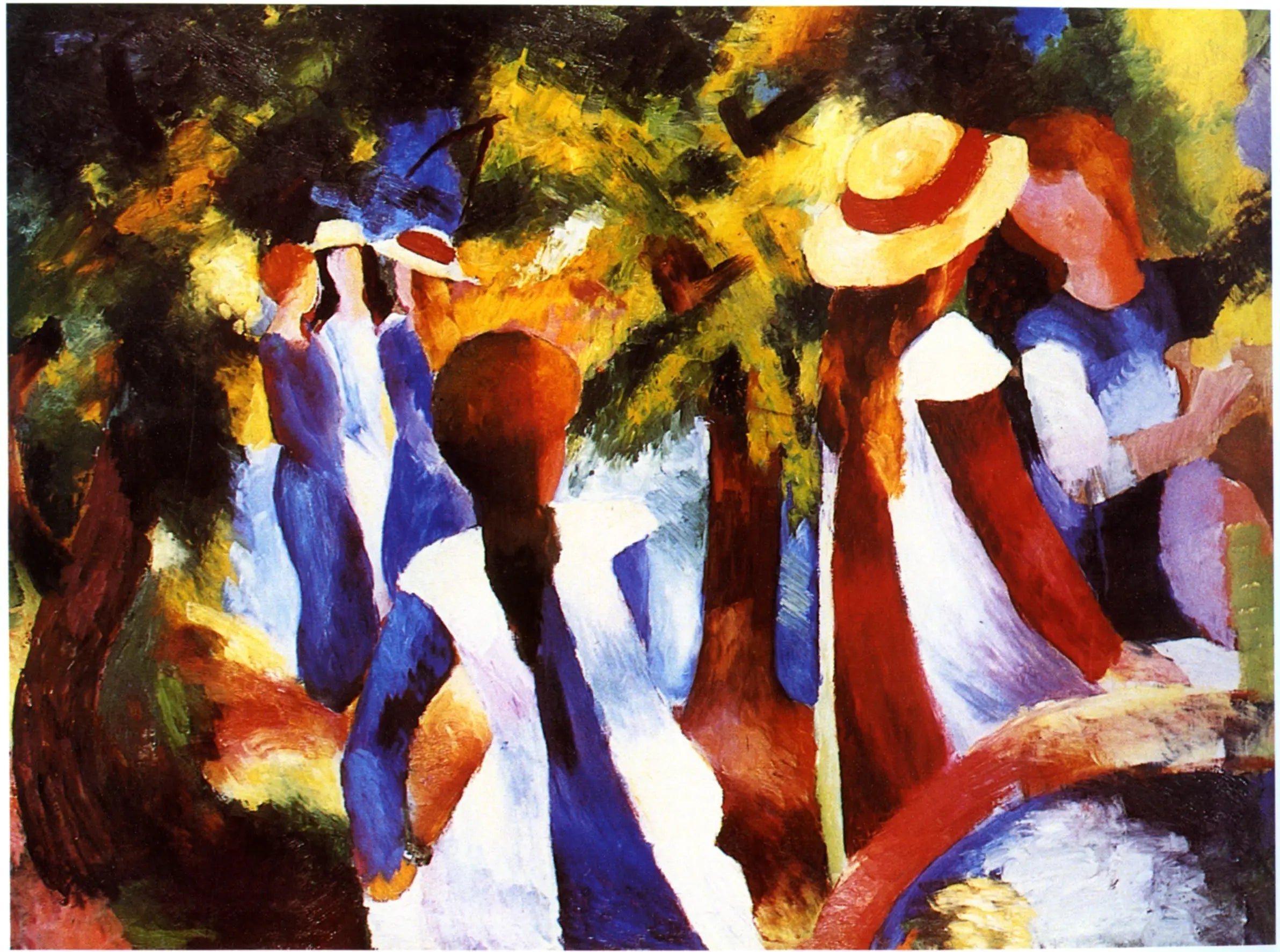 Jeunes Filles sous les arbres - August Macke image 1 copie peinte à la main à l’huile