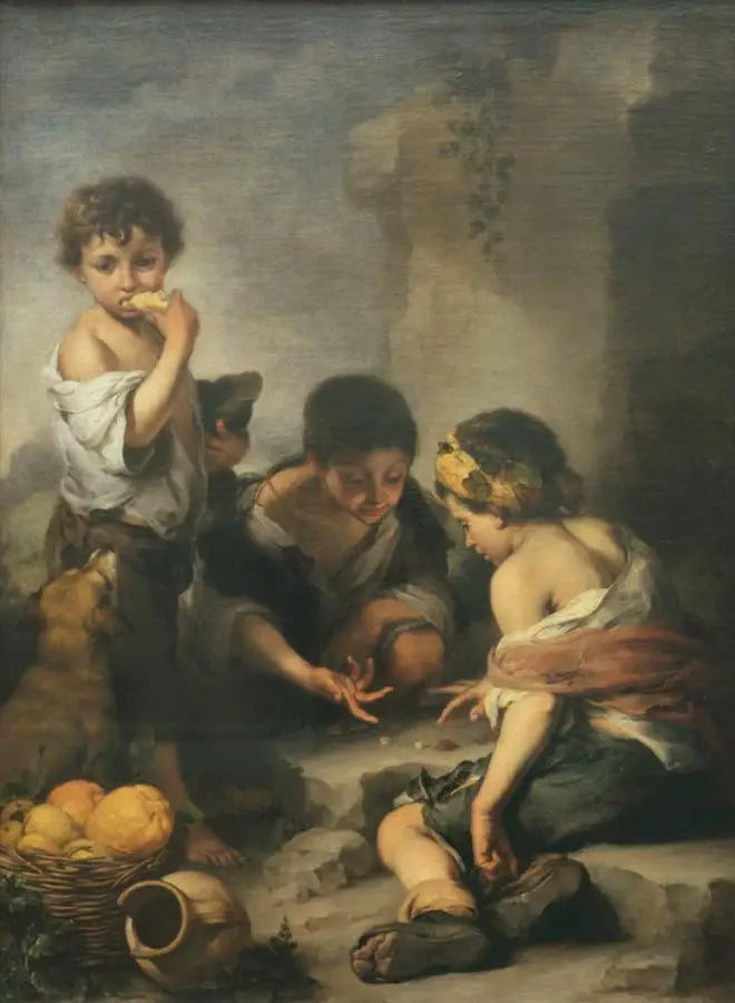 Jeunes garçons jouant aux dés - Bartolomé Esteban Murillo image 1 reproduction de peinture à l’huile