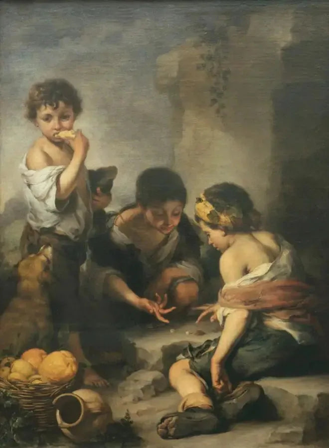 Junge Jungen spielend mit Würfeln - Bartolomé Esteban Murillo