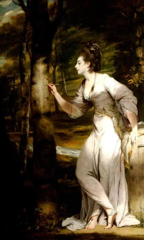 Joanna Leigh (née en 1758), Mme Richard Bennett Lloyd, Inscrivant un arbre - Joshua Reynolds image 1 copie peinte à la main à l’huile