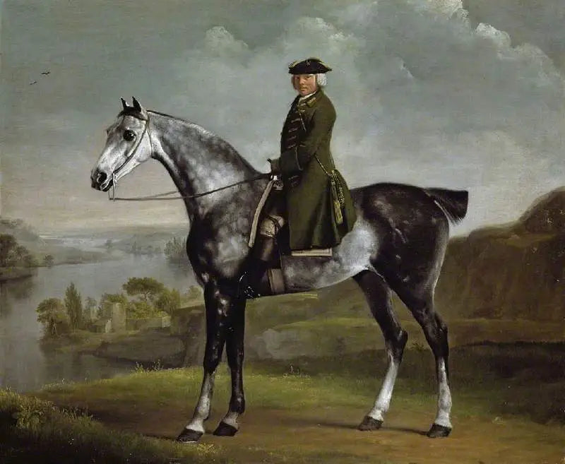 Joseph Smyth Esq, Leutnant des Whittlebury Forest, Northamptonshire, auf einem grauen Scheckenpferd - George Stubbs