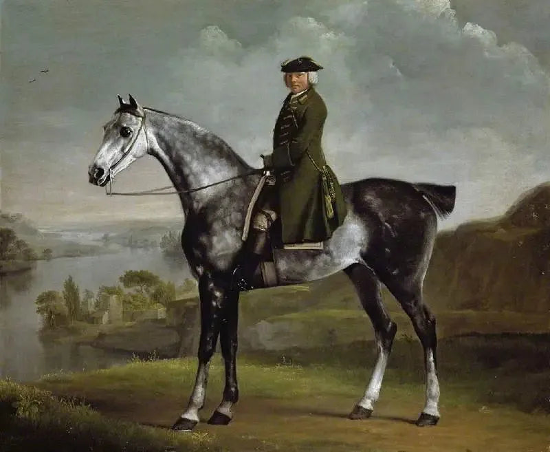 Joseph Smyth Esq, Leutnant des Whittlebury Forest, Northamptonshire, auf einem grauen Scheckenpferd - George Stubbs