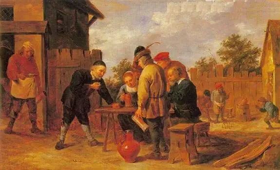 Würfel- und Kegelspieler in einer Gaststätte - David Teniers der Jüngere