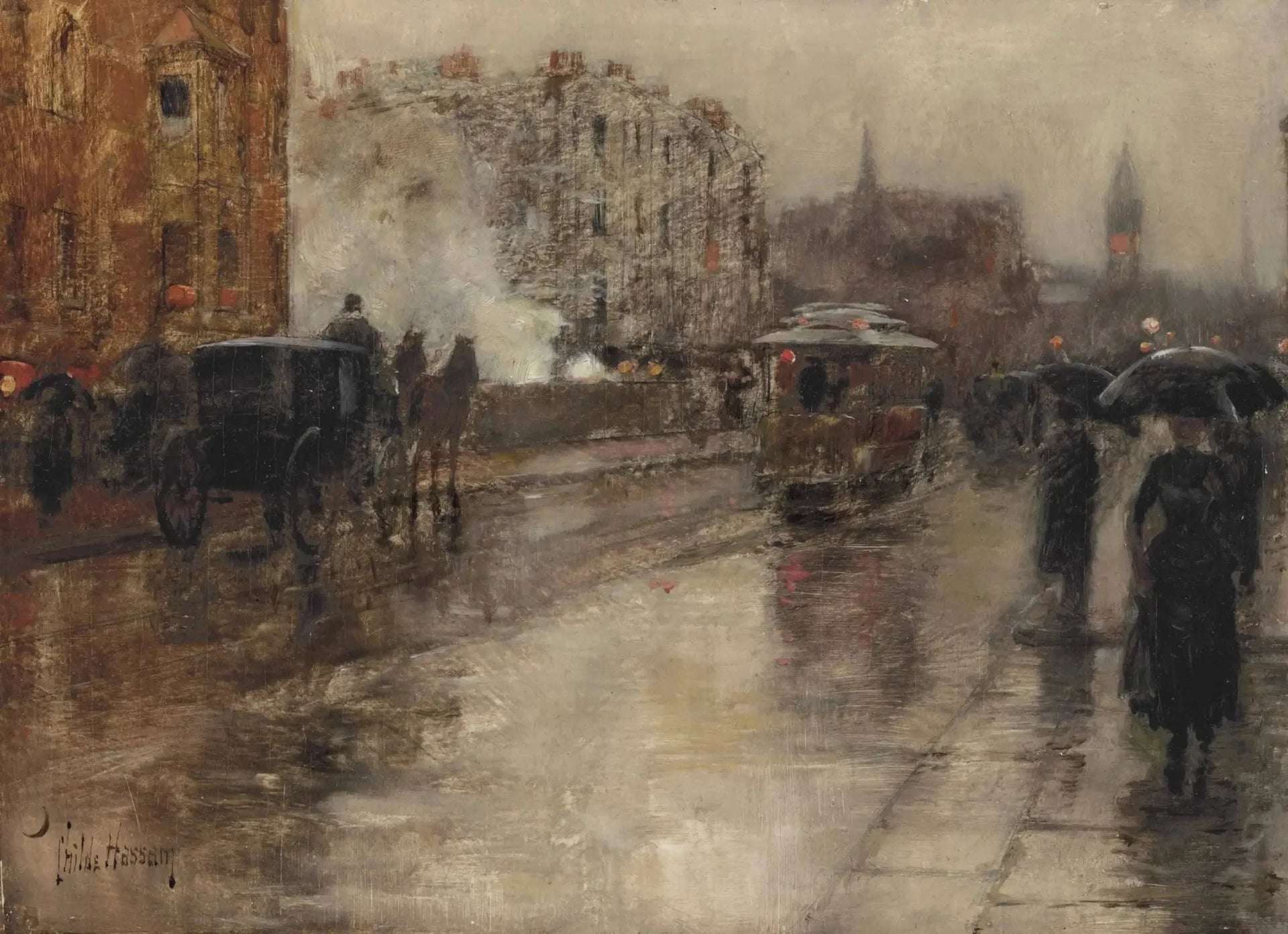 Jour de pluie, Boston - Childe Hassam image 1 tableau peint à l’huile sur toile