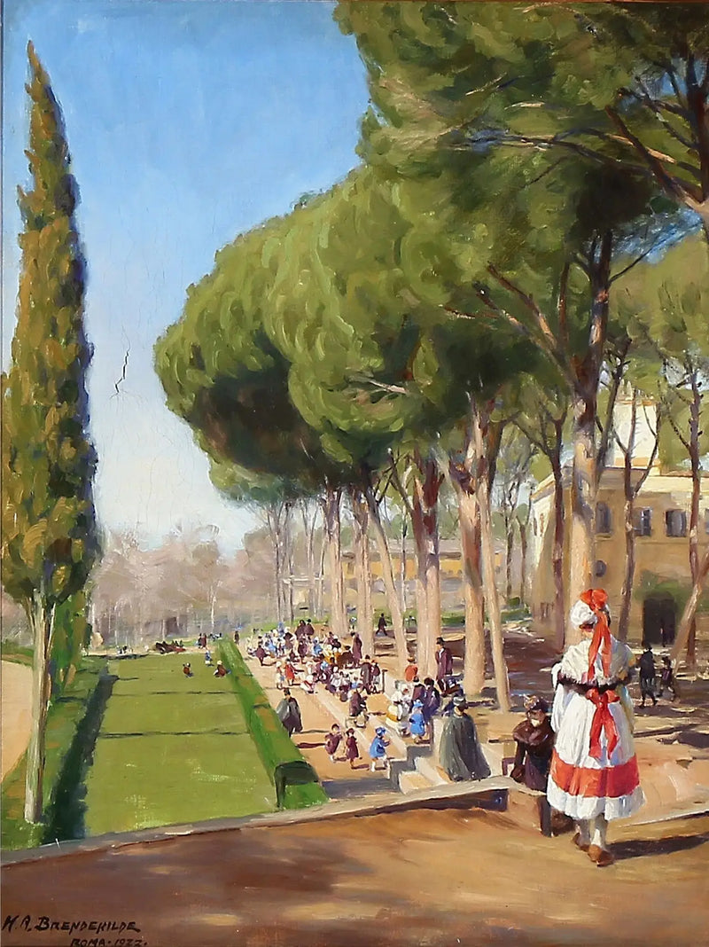 Sommertag in der Villa Borghese in Rom - H. A. Brendekilde