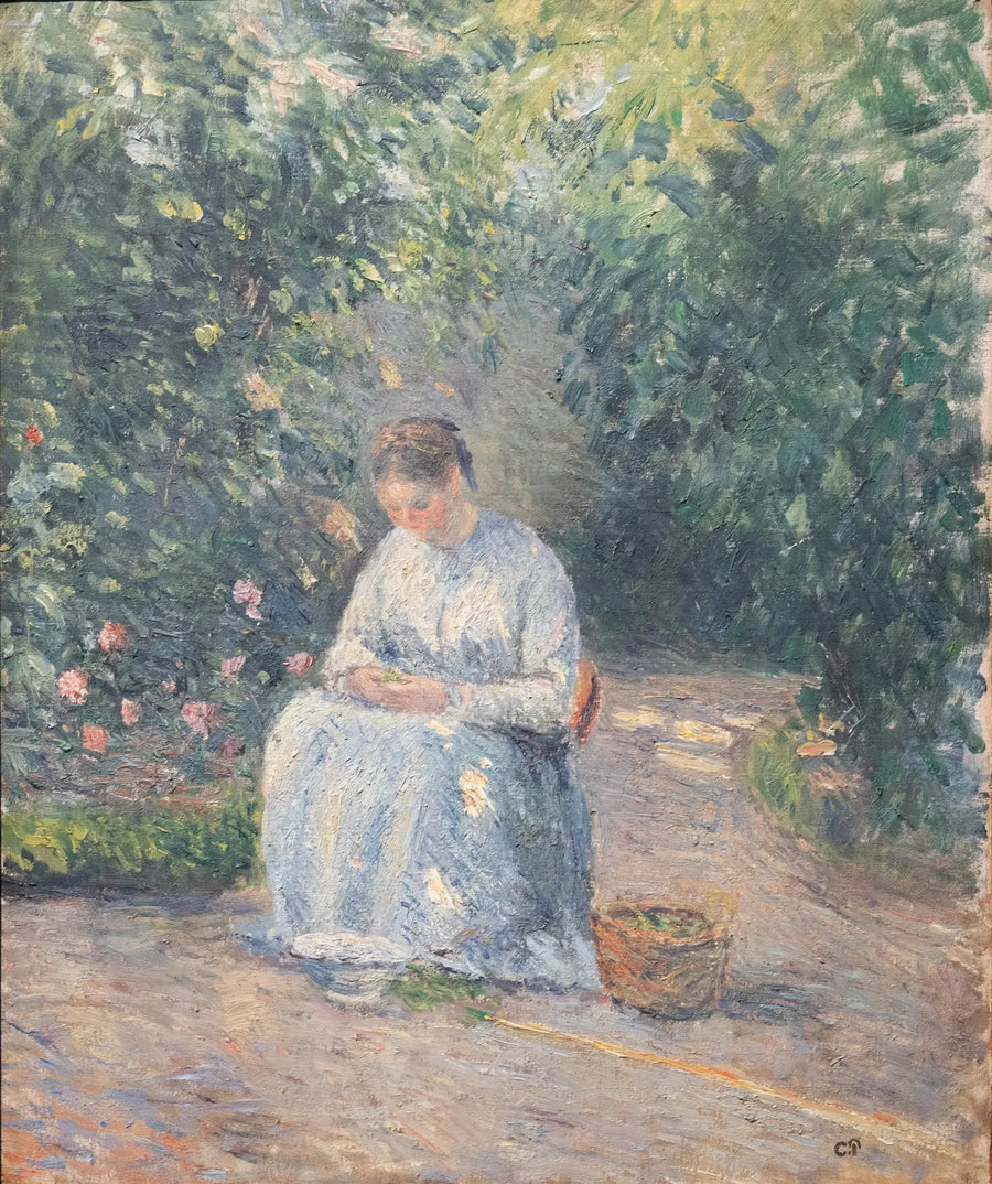 Julie Pissarro beim Auslesen von Erbsen - Camille Pissarro
