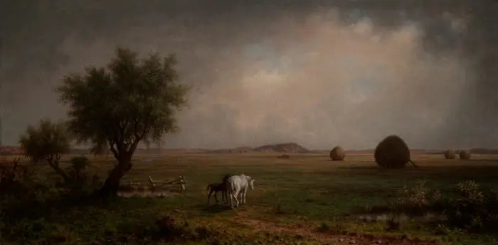 Stute und Fohlen in einem Sumpf - Martin Johnson Heade