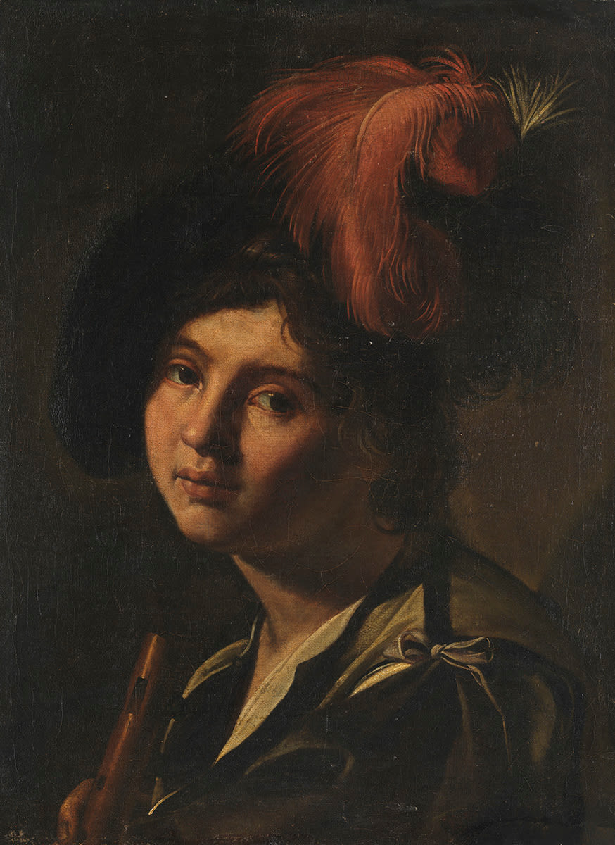 Jüngling mit Federbusch - Gerrit van Honthorst image 1 reproduction de peinture à l’huile