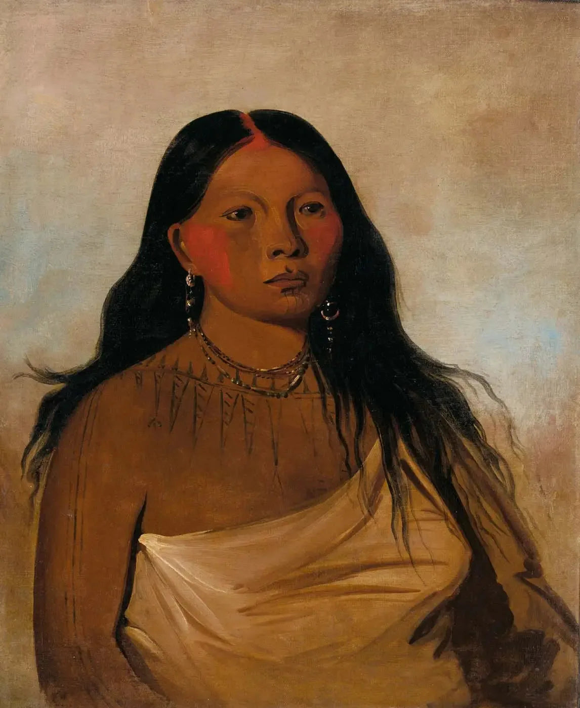 Káh-kée-tsee, Cuisses, une femme Wichita - George Catlin image 1 copie peinte à la main à l’huile