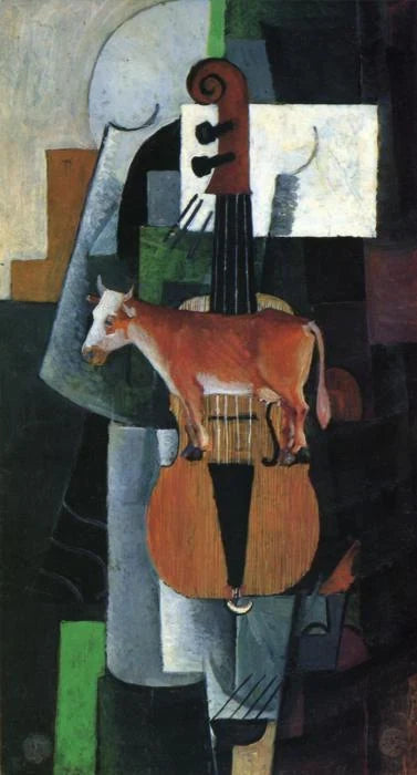 Vache et violon, peinture de Kazimir Malevitch