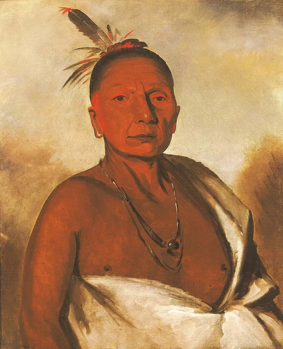 Kid-à-day, un brave distingué - George Catlin image 1 copie peinte à la main à l’huile