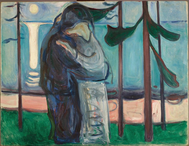 Kuss an der Küste im Mondschein - Edvard Munch