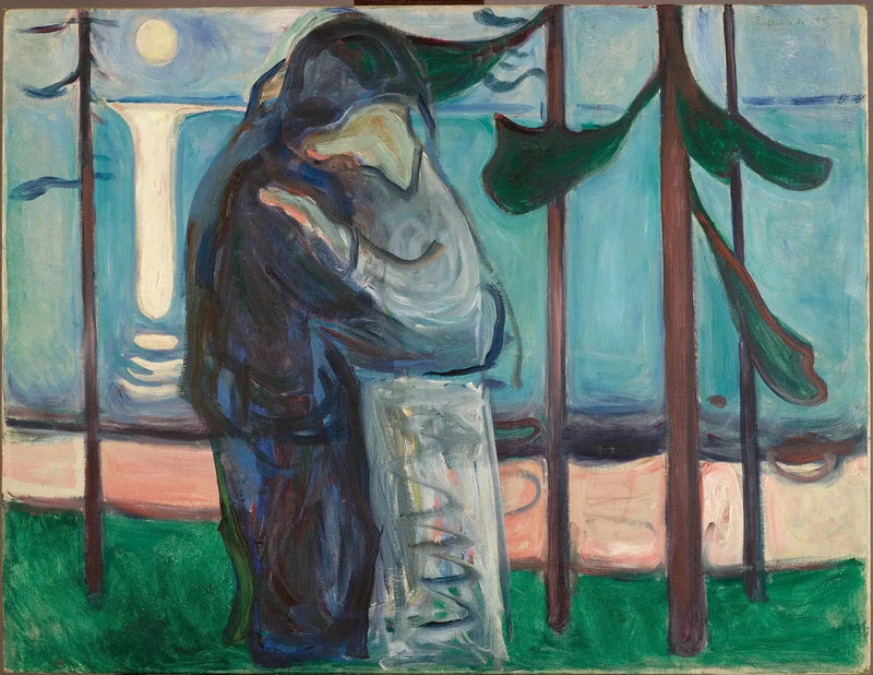Kuss an der Küste im Mondschein - Edvard Munch