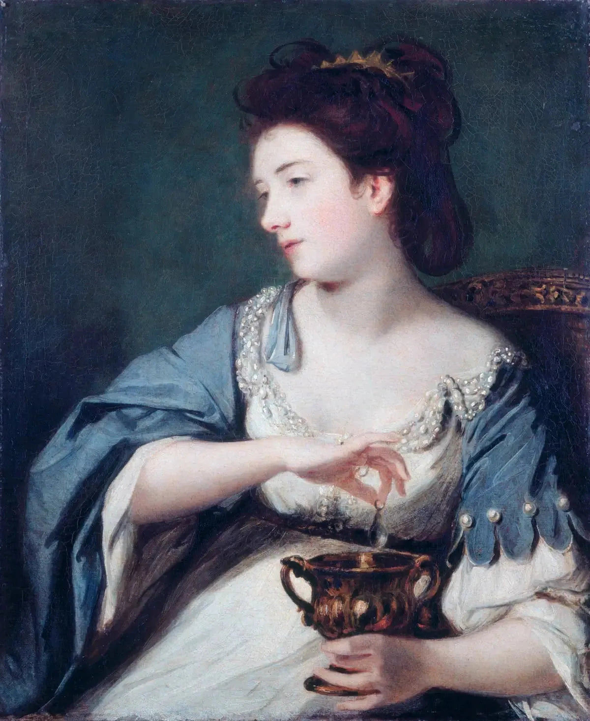 Kitty Fisher (1741–1767) dans le rôle de Cléopâtre dissolvant la perle - Joshua Reynolds image 1 copie peinte à la main à l’huile