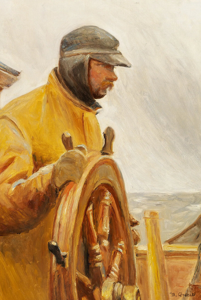 Konrad am Steuer. Ein Fischer aus Skagen steuert ein Boot. – Michael Peter Ancher