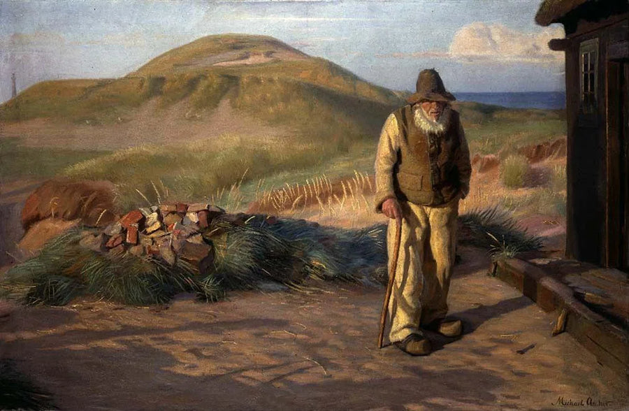 Kristian, blind, vor seinem Haus - Michael Peter Ancher