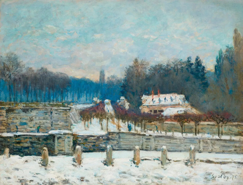 Der Tränke von Marly-le-Roi, Schnee oder Wintertag in Marly - Alfred Sisley