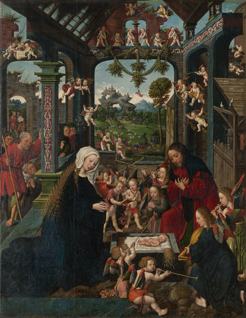 Die Anbetung des Jesuskindes - Jacob Cornelisz van Oostsanen
