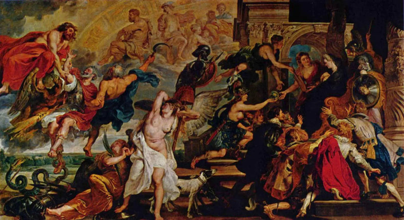Die Apotheose von Heinrich IV. und die Proklamation der Regentschaft der Königin, am 14. Mai 1610 (Louvre) - Peter Paul Rubens
