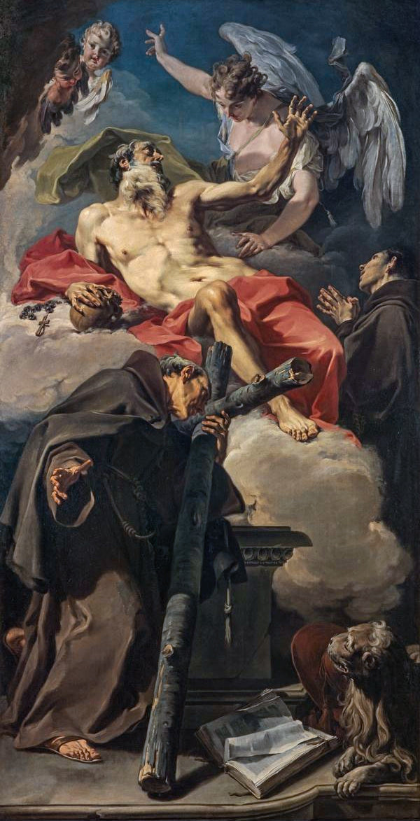 L'apothéose de saint Jérôme avec saint Pierre d'Alcántara et un franciscain non identifié - Giovanni Battista Pittoni image 1 reproduction réalisée par Alpha Reproduction