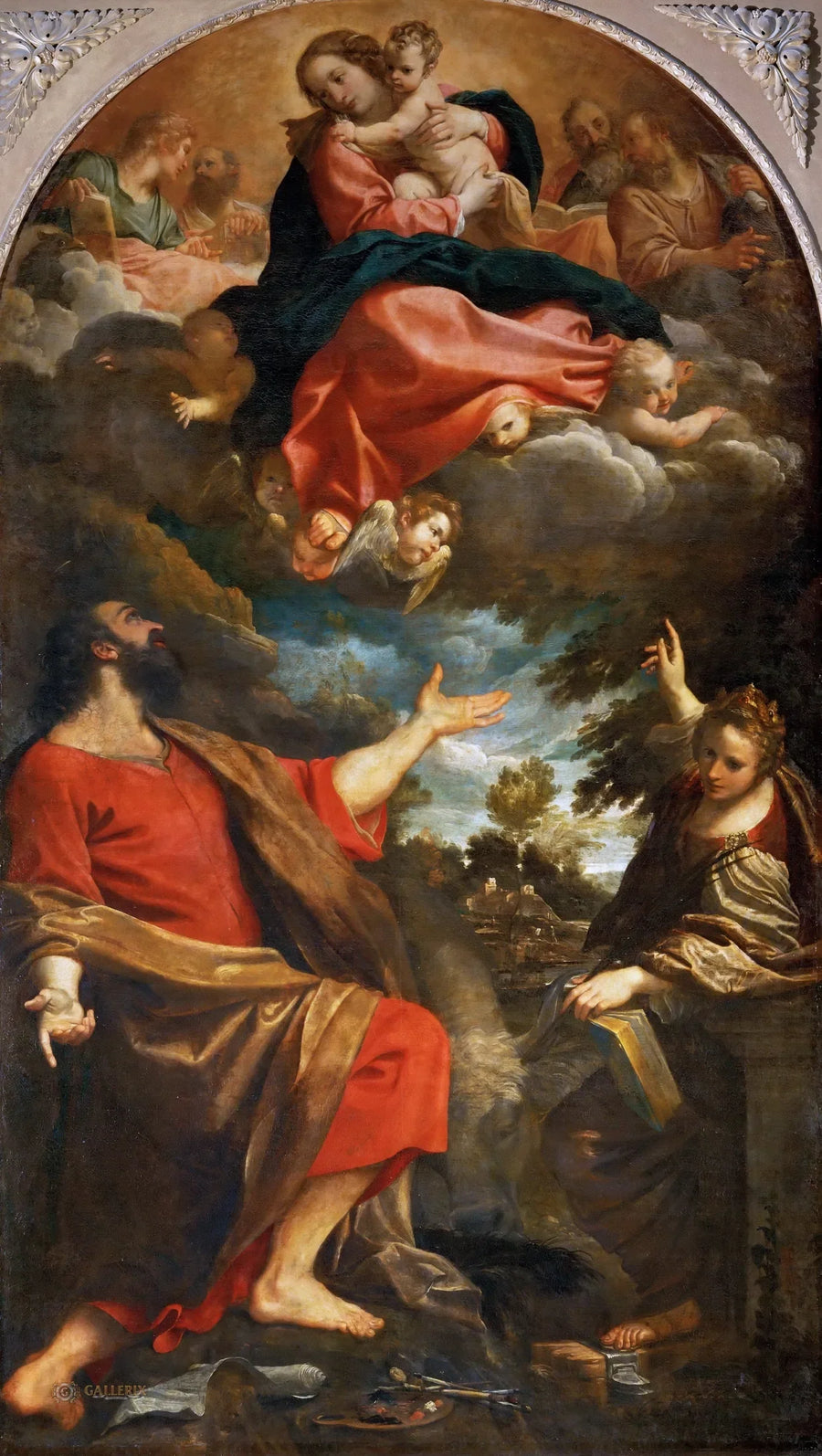 Die Erscheinung der Jungfrau bei St. Lukas und St. Katharina - Annibale Carracci