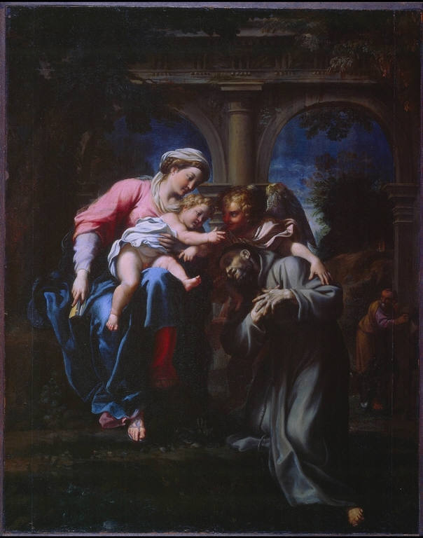 L'apparition de la Vierge et de l'Enfant Jésus à saint François - Annibale Carracci image 1 copie de tableau peinte à la main