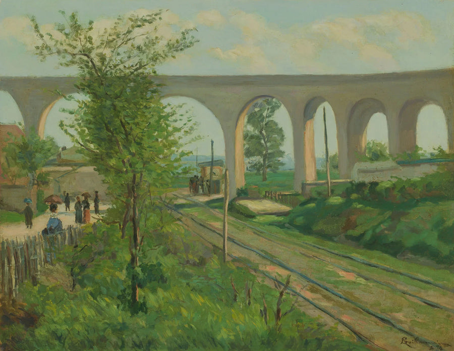 Die Aquädukt von Arcueil überblickt die Eisenbahnstrecke von Sceaux - Armand Guillaumin