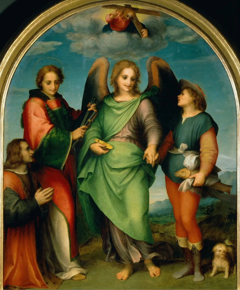 Der Erzengel Raphael mit Tobit, dem heiligen Laurentius und dem Spender Leonardo di Lorenzo Morelli - Andrea del Sarto