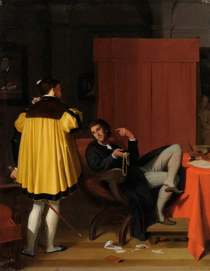 Der Arétin und der Gesandte von Karl V. - Jean-Auguste-Dominique Ingres