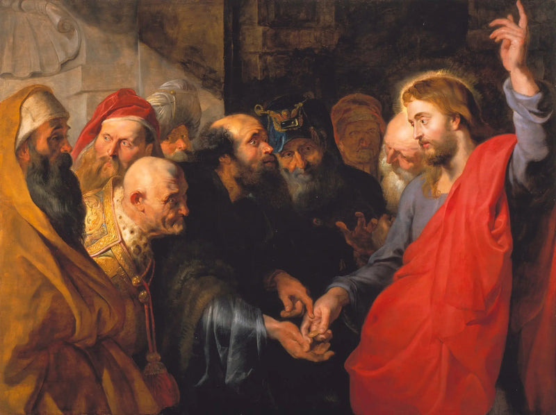Das Geld der Tribute (Matthäus 22:19) - Peter Paul Rubens