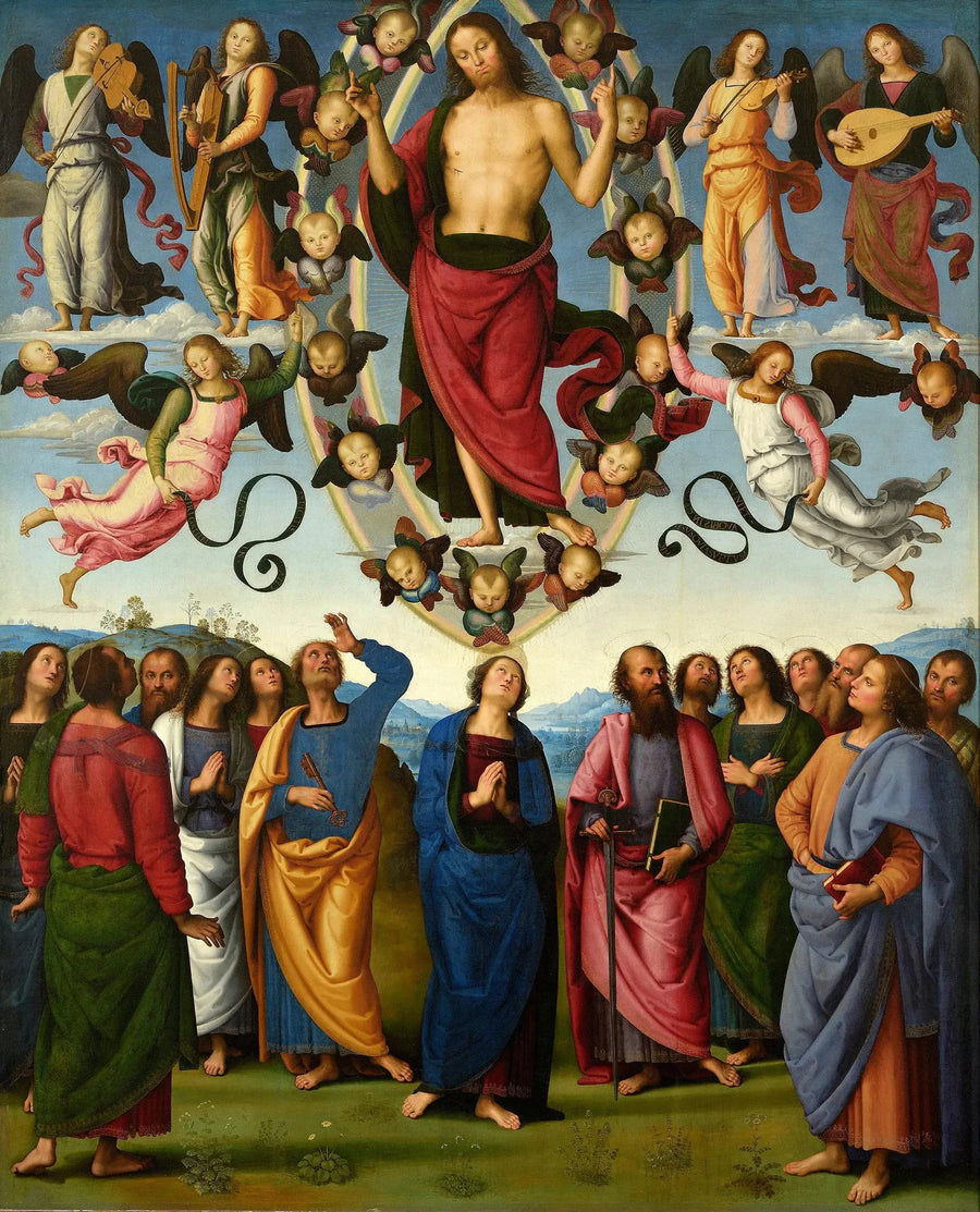 Die Himmelfahrt Christi in Anwesenheit von Maria und den Aposteln - Pietro Perugino