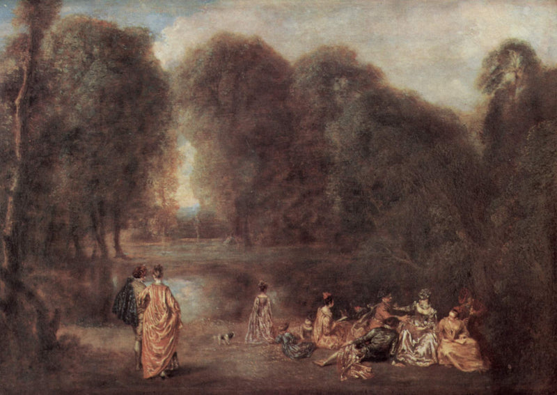 Die Versammlung in einem Park - Antoine Watteau